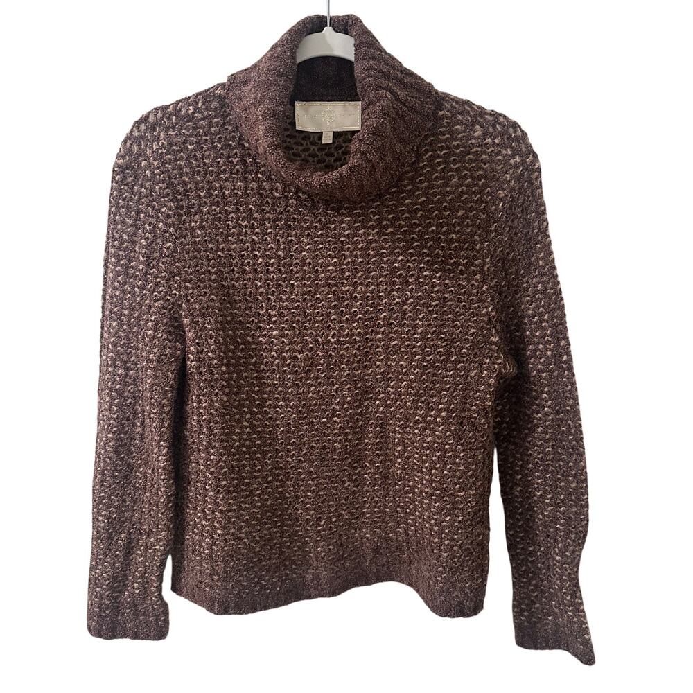 VTG St. John Sport Marie Gray Santana Popcorn Knit Funnel Neck Sweater Size P